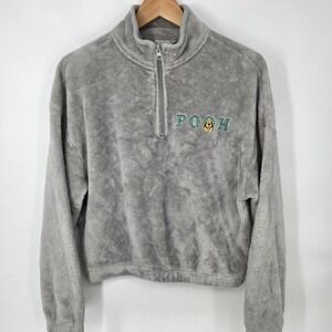 Disney Winnie the Pooh 1/4 Zip Fleece Teddy Pullover‎ Gray Women's S
